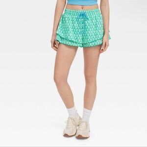 Roller Rabbit Green Printed Ruffle Hem Shorts